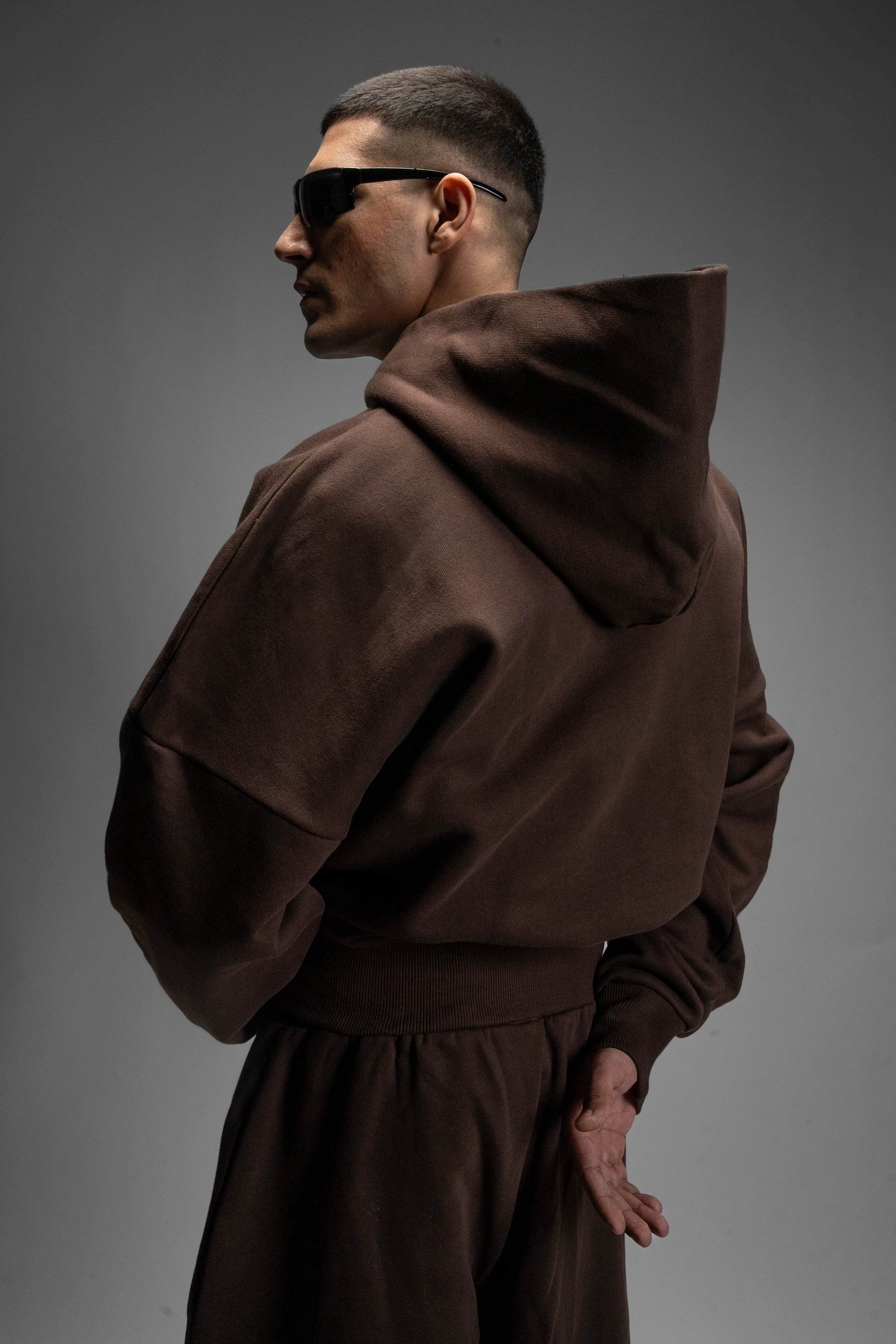 Ultra Heavy 520GSM GOTS Organic Hoodie+Baggy Pleat Sweats Mocha Brown [Pre-order. March 26th] - Image 5