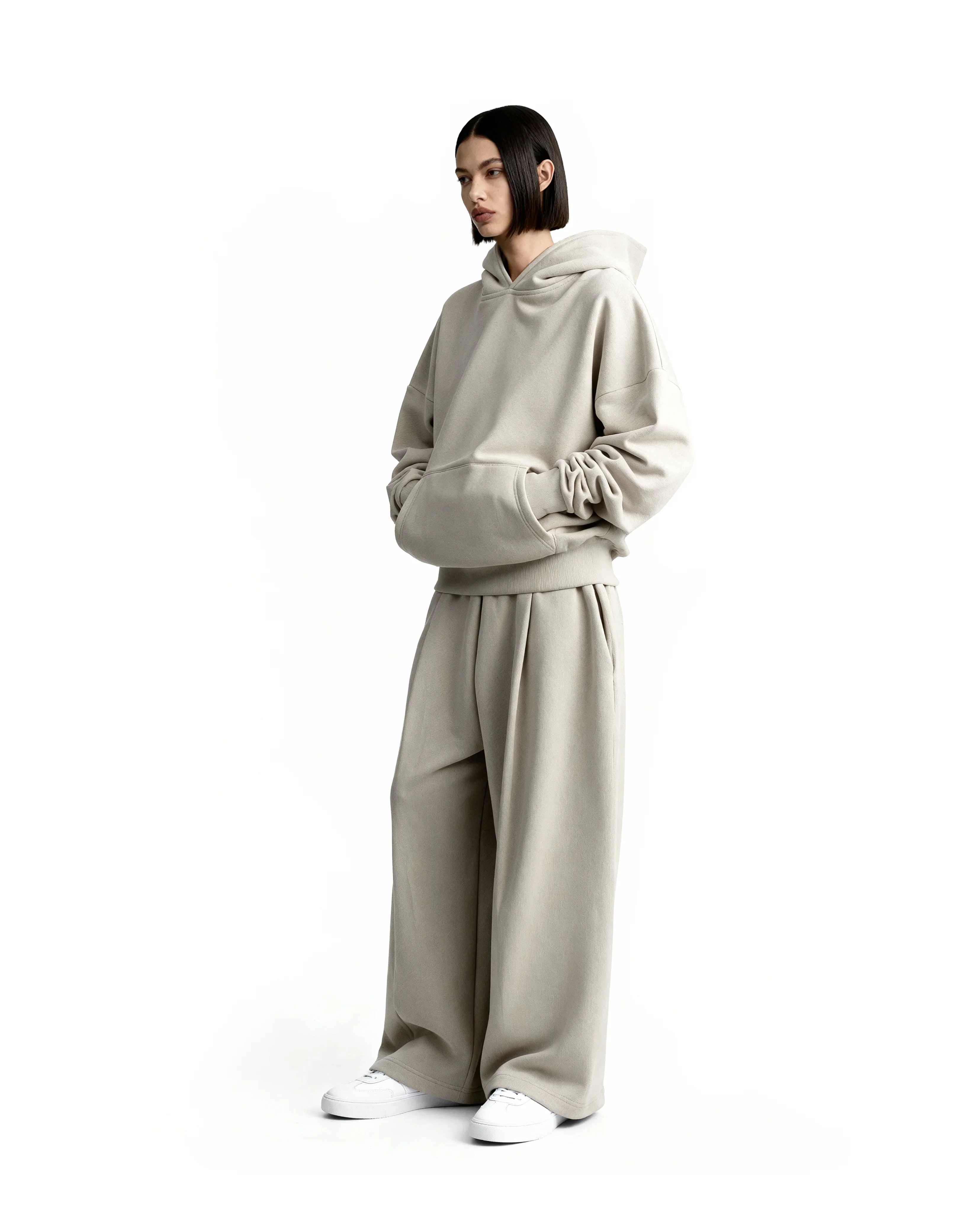 Ultra Heavy 520GSM GOTS Organic Hoodie+Baggy Pleat Sweats Smokey Taupe [Pre-Order, Ships Feb 15] - Image 7