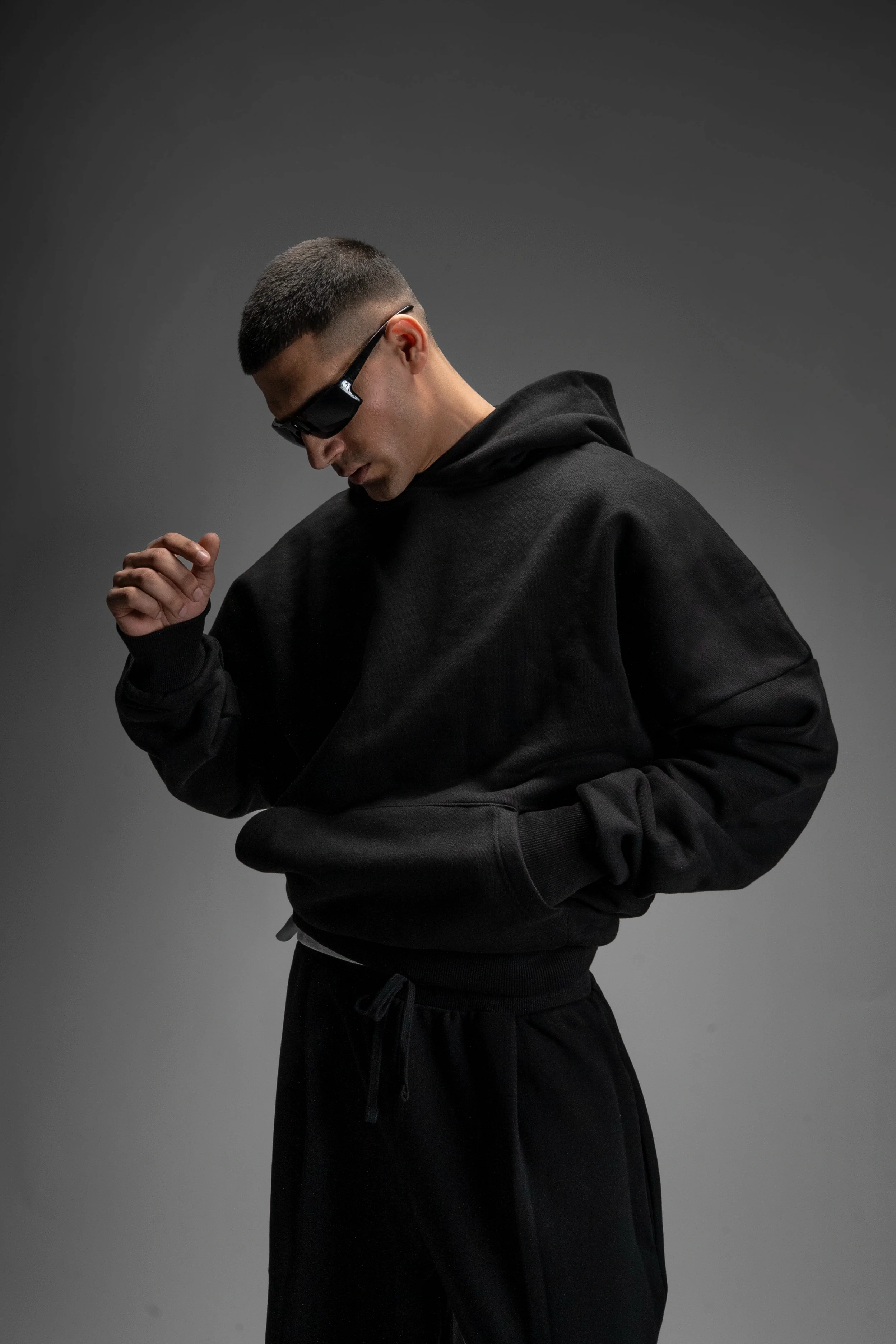 Ultra Heavy 520GSM GOTS Organic Hoodie+Baggy Pleat Sweats Midnight Black, [Pre-order. March 26th] - Image 6
