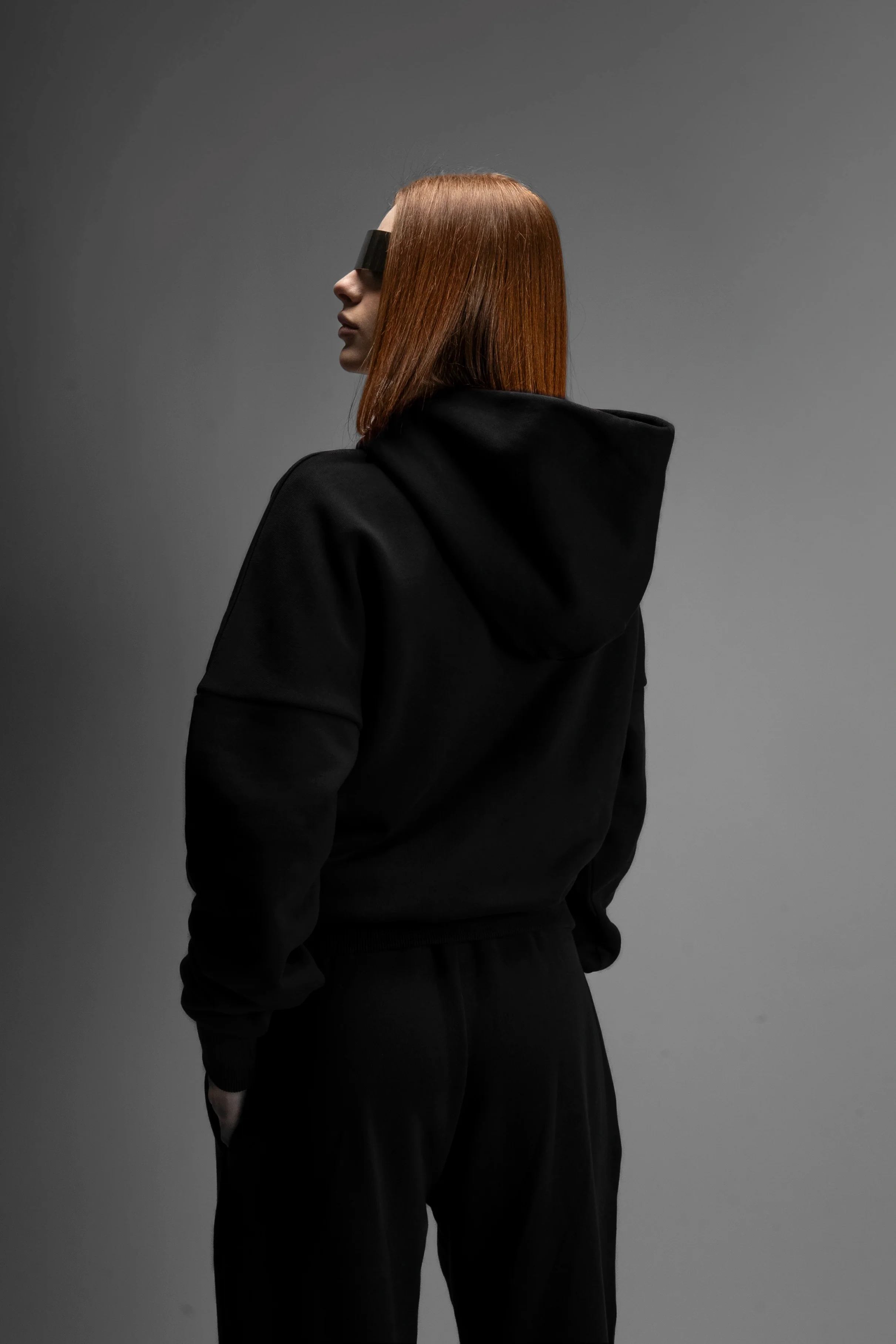Y27 - Cropped Boxy Organic Hoodie — Midnight Black [520 GSM] / In Stock - Image 4