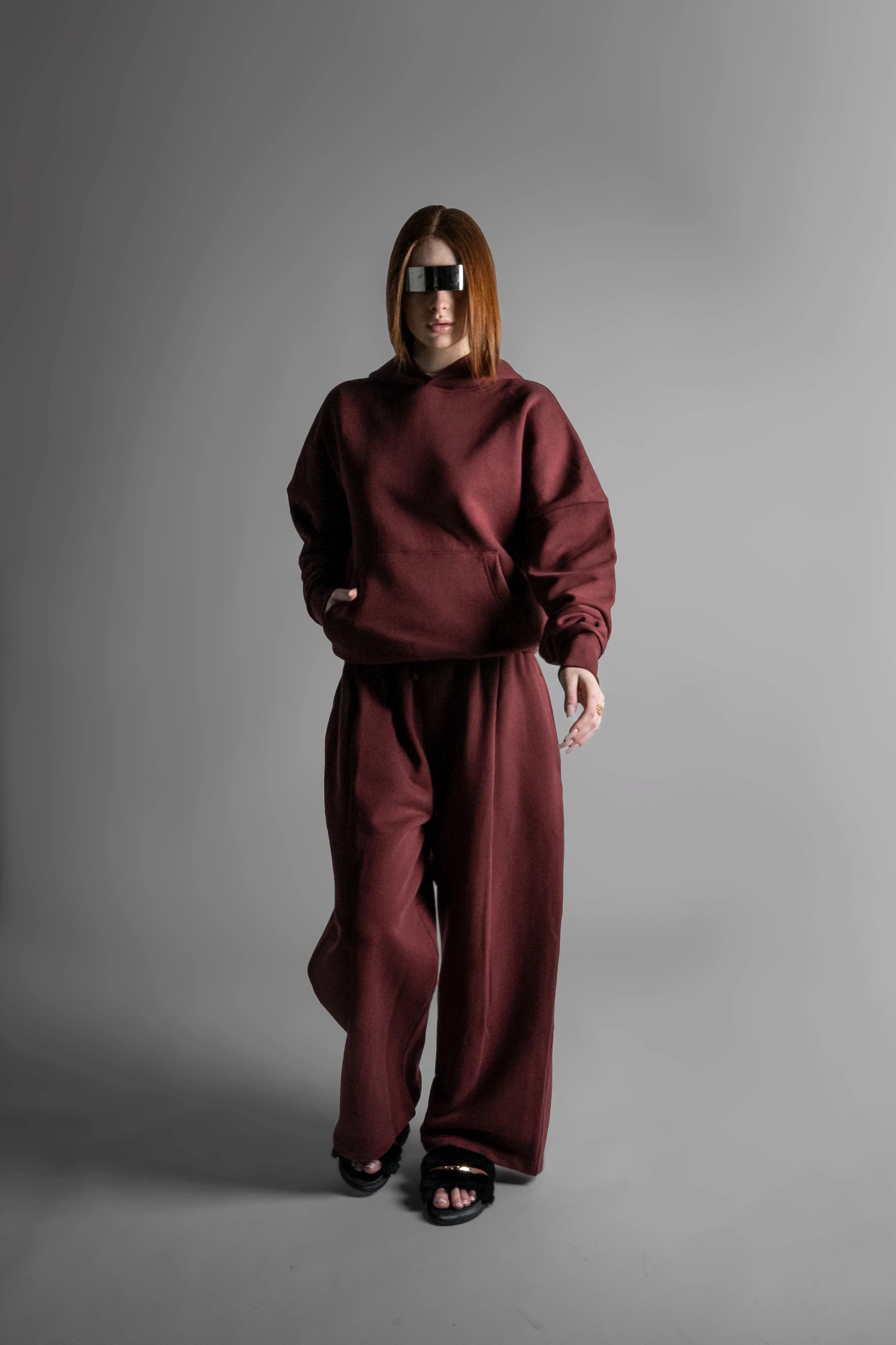Y27 - Cropped Boxy Organic Hoodie — Maroon [520 GSM] / Pre-order - Image 4