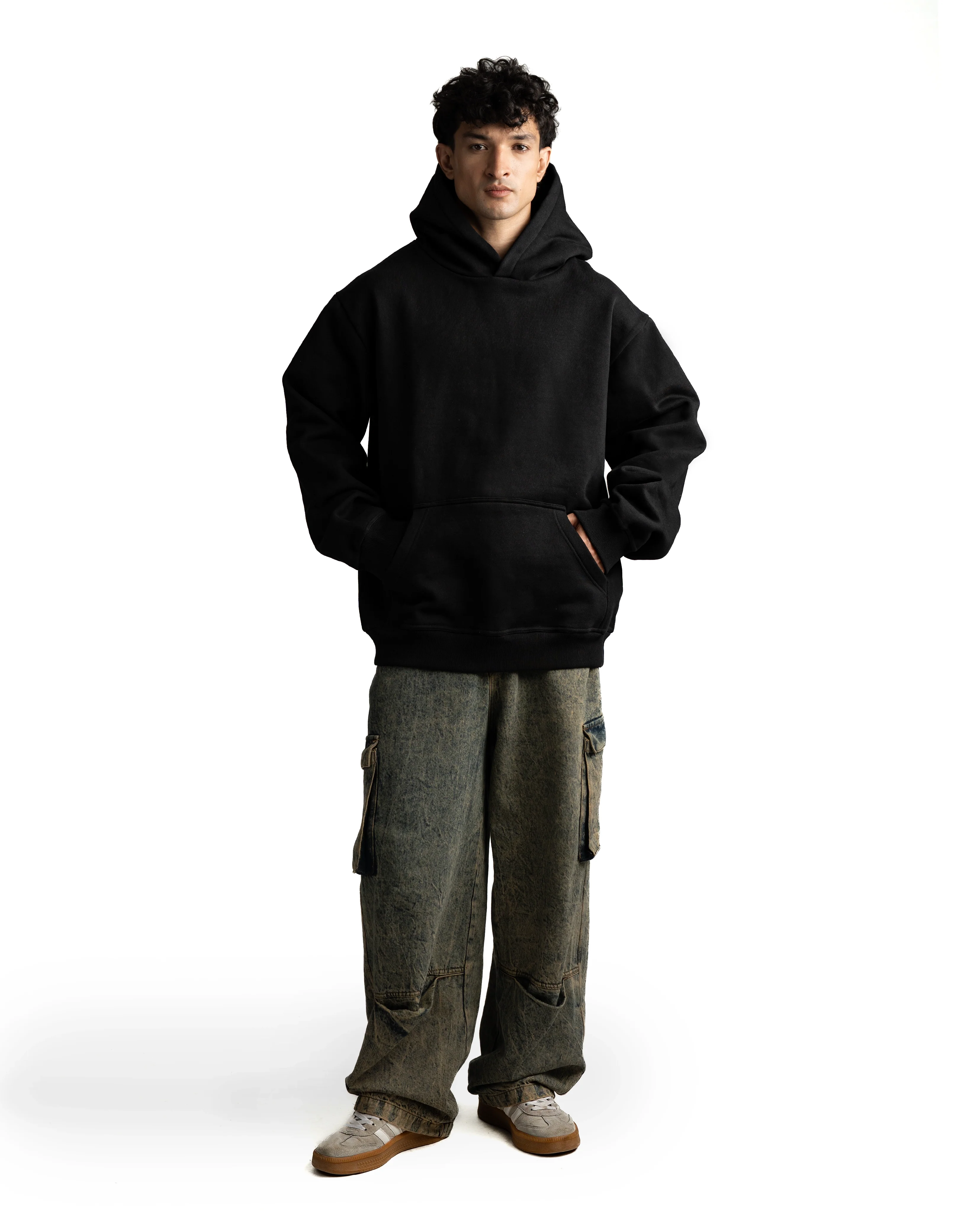Z27 Standard Oversized Hoodie – Heavyweight 540GSM Organic Cotton, Black [In Stock] - Image 3