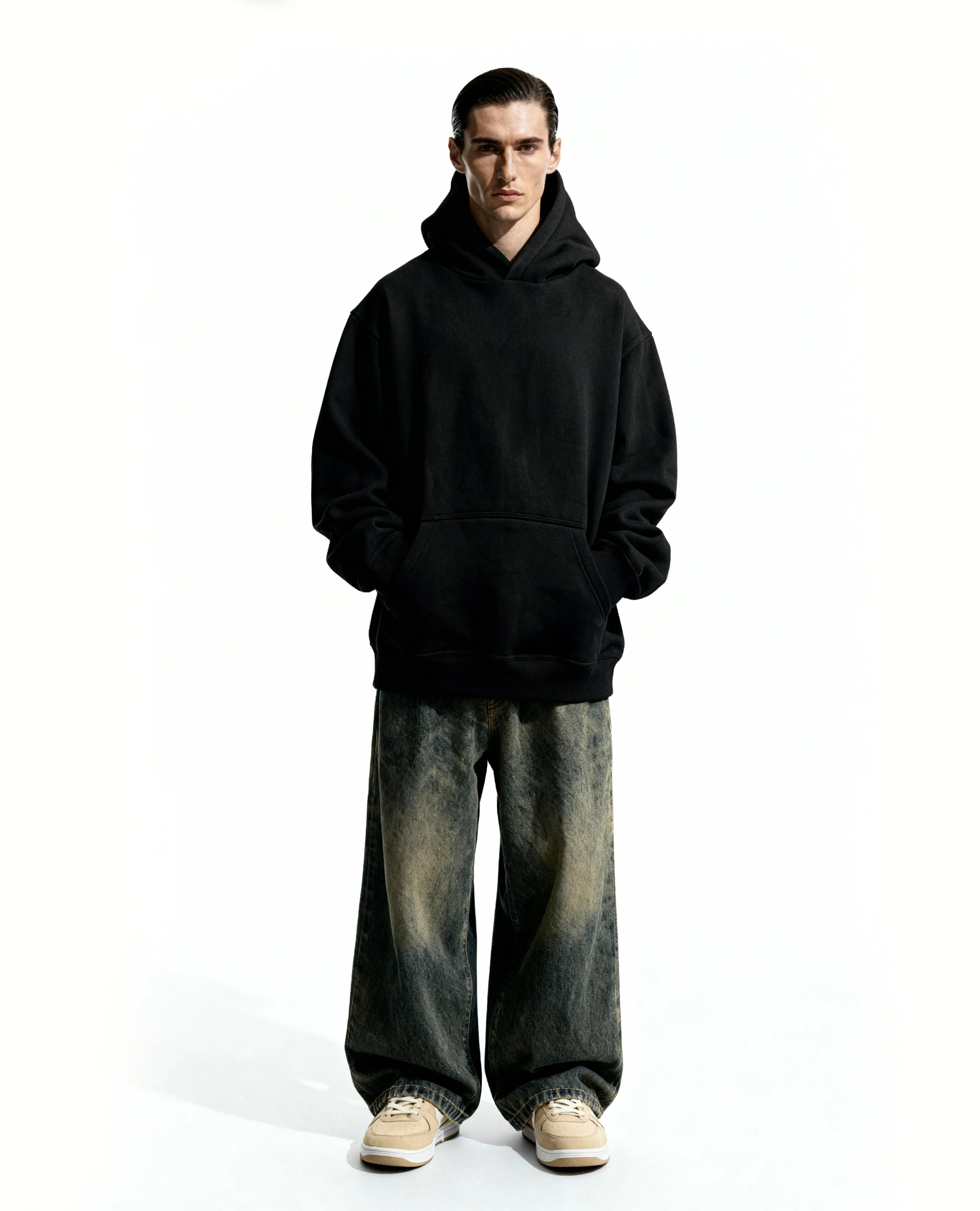 Z27 Standard Oversized Hoodie – Heavyweight 540GSM Organic Cotton, Black [In Stock] - Image 4